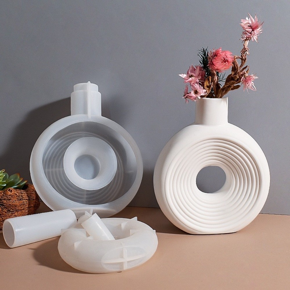 Florist Supply Vases - Cetakan Vas Silikon Motif Garis Oval,